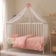 Luna Pembe %100 Pamuk Müslin Bebek Nevresim Takımı