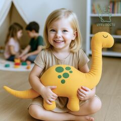 Sarı Dino Uyku Arkadaşı %100 Pamuk Müslin