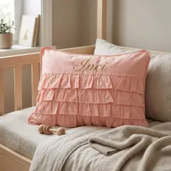 Luna Pembe İsimli %100 Pamuk Müslin Bebek Yastığı